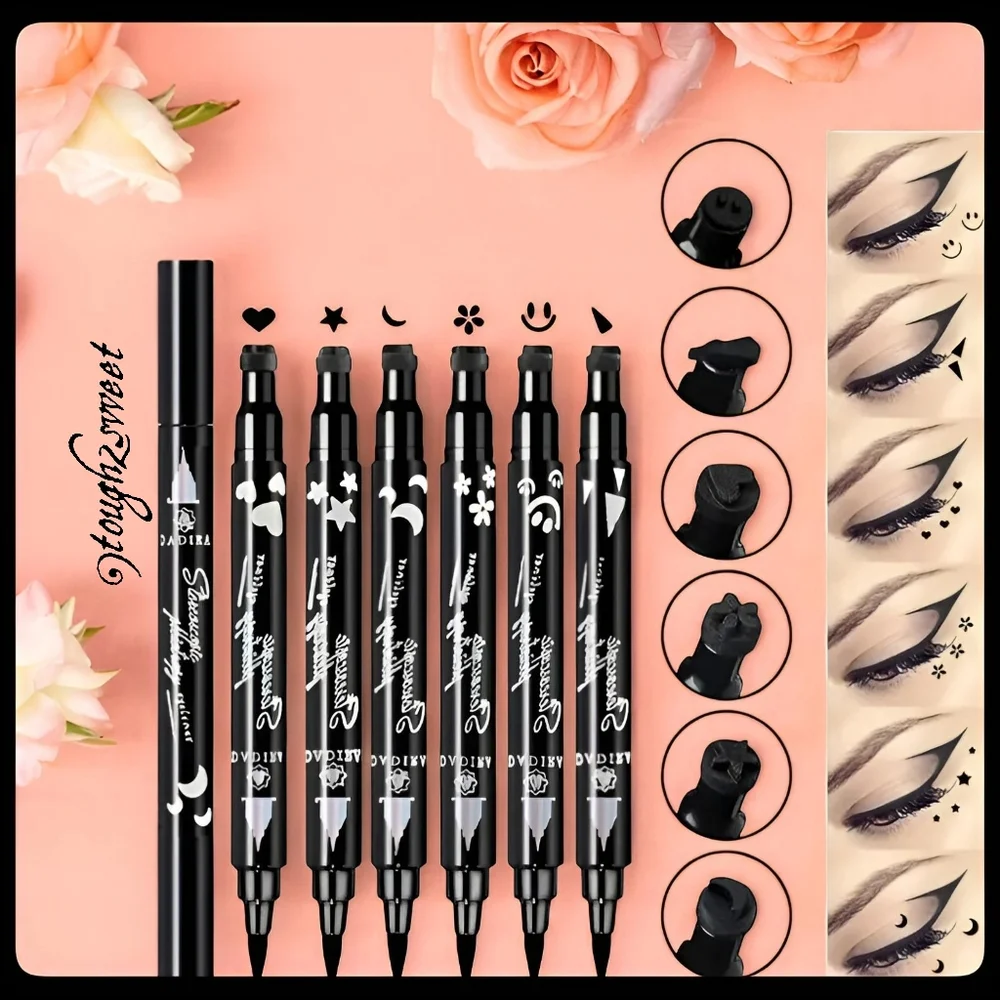 🆕LAST SET🌹2 IN 1 BLACK STAMP & EYELINER 6 PC SET, WATERPROOF & SMUDGE PROOF